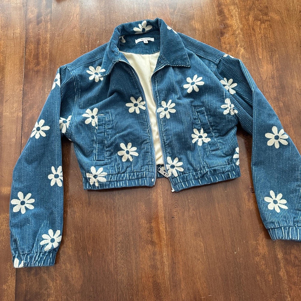 PacSun Blue Floral Corduroy Jacket